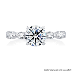 A.JAFFE Classics 3/8ctw Diamond 14k White Gold Scalloped Band Engagement Ring Setting 1