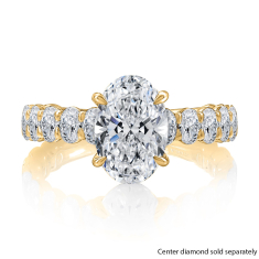 A.JAFFE 1 3/4ctw Diamond Hidden Halo and Oval Diamond Band 14k Yellow Gold Engagement Ring Setting 1