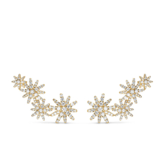 David Yurman Starburst Full Pave Climber Earrings in 18K Yellow Gold with Diamonds 1
