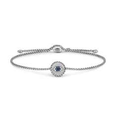 David Yurman Evil Eye Bracelet in Sterling Silver with Light Blue Sapphires, Black Diamonds and Diamonds, 11mm 1