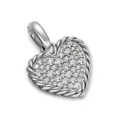 David Yurman Pave Heart Amulet in Sterling Silver with Diamonds, 15.6mm 1