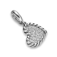 David Yurman DY Elements Heart Pendant in Sterling Silver with Diamonds, 12.7mm 1