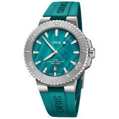 Oris Aquis Date Green Dial Rubber Strap New York Harbor Limited Edition II Green Rubber Strap and Stainless Steel Bracelet Watch 43.5mm - 01 733 7789 4187-Set 1