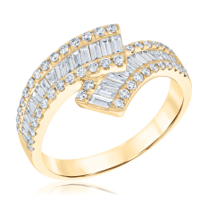 7/8ctw Baguette and Round Diamond 14k Yellow Gold Fashion Ring - Classic Collection 1