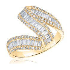 1 3/8ctw Baguette and Round Diamond 14k Yellow Gold Ring - Classic Collection 1