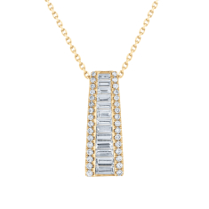 7/8ctw Baguette and Round Diamond 14k Yellow Gold Pendant Necklace - Classic Collection 1