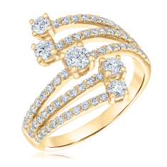 1ctw Round Diamond 14k Yellow Gold Multi-Row Ring - Classic Collection 1