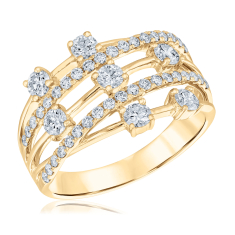 1ctw Round Diamond 14k Yellow Gold Orbit Ring - Classic Collection 1