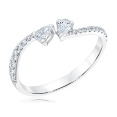 3/8ctw Pear-Shaped Diamond 14k White Gold Fashion Ring - Classic Collection 1