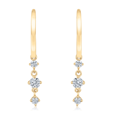 1/3ctw Round Diamond 14k Yellow Gold Three-Stone Drop Earrings - Classic Collection 1