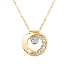 1/6ctw Round Diamond 14k Yellow Gold Circle Pendant Necklace - Classic Collection 1