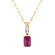 Ruby and 1/20ctw Diamond 14k Yellow Gold Pendant Necklace - Watercolor Collection 1