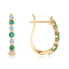 Emerald and 3/8ctw Diamond 14k Yellow Gold Earrings - Watercolor Collection 1