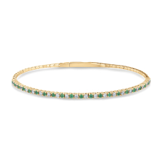 Emerald and 1/2ctw Diamond 14k Yellow Gold Flexible Bangle Bracelet - Watercolor Collection 1