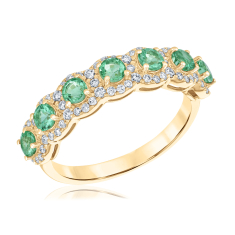 Emerald and 3/8ctw Diamond 14k Yellow Gold Band Ring - Watercolor Collection 1