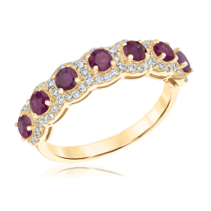 Ruby and 3/8ctw Diamond 14k Yellow Gold Halo Ring - Watercolor Collection 1