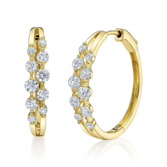 Shy Creation 1 1/3ctw Diamond 14k Yellow Gold Hoop Earrings 1