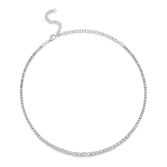 Shy Creation 2 1/2ctw Diamond 14k White Gold Tennis Necklace 1