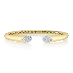 Shy Creation 1/2ctw Diamond Two-Tone Gold Open Bangle Bracelet 1