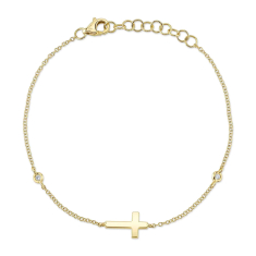 Shy Creation Diamond Accent 14k Yellow Gold Cross Bracelet 1