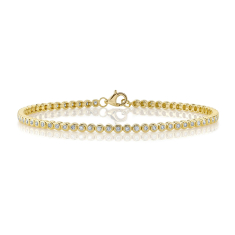 Shy Creation 5/8ctw Diamond 14k Yellow Gold Bezel Tennis Bracelet 1