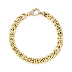 Shy Creation 1/4ctw Diamond 14k Yellow Gold Curb Link Chain Bracelet 1