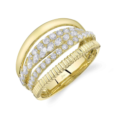 Shy Creation 3/4ctw Marquise Diamond 14k Yellow Gold Ribbed Ring 1