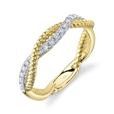 Shy Creation 1/5ctw Diamond 14k Yellow Gold Twisted Ring 1