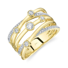 Shy Creation 3/8ctw Diamond Bezel 14k Yellow Gold Bridge Ring 1