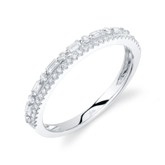 Shy Creation 1/3ctw Baguette Diamond 14k White Gold Band Ring 1