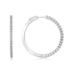 1/4ctw Diamond Sterling Silver Hoop Earrings, 30mm 1