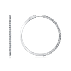 1/3ctw Diamond Sterling Silver Hoop Earrings, 40mm 1