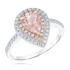 Pear Morganite and 3/8ctw Diamond Two-Tone Vintage-Inspired Ring - Watercolor Collection 1