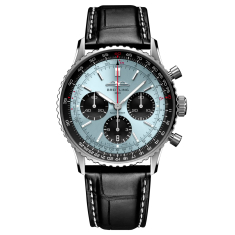 Breitling Navitimer B01 Chronograph 41 Blue Dial Black Leather Strap Watch 41mm - AB0139241C2P1 1