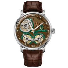 Accutron Electrostatic Spaceview 2020 Brown Dial Brown Leather Strap Watch 43.5mm - 2ES6A007 1