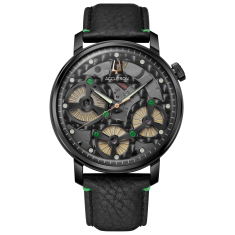 Accutron Electrostatic Spaceview Evolution x Hudson Whiskey Black Dial Black Leather Strap Watch 43.5mm - 28A209 1
