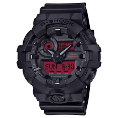 Casio G-Shock GA-700 Series Analog-Digital Red and Black Resin Watch 57.5mm - GA700BBR-1A 1