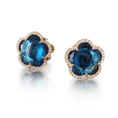 Pasquale Bruni Bon Ton Stud Earrings in 18k Rose Gold with London Blue Topaz and Diamonds 1