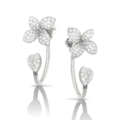 Pasquale Bruni Petit Garden Earrings in 18k White Gold with Diamonds, Small Flower 1