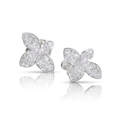 Pasquale Bruni Petit Garden Stud Earrings in 18k White Gold with Diamonds, Small Flower 1