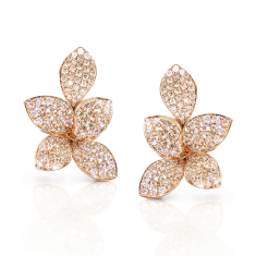 Pasquale Bruni Giardini Segreti Five Leaves Small Earrings in 18k Rose Gold with White and Champagne Diamonds 1