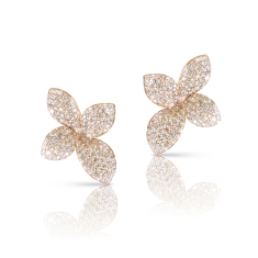 Pasquale Bruni Giardini Segreti Small Flower Earrings in 18k Rose Gold with White and Champagne Diamonds 1