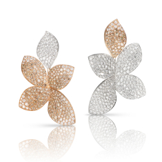 Pasquale Bruni Giardini Segreti Five Leaves Earrings in 18k Rose and White Gold with White and Champagne Diamonds 1