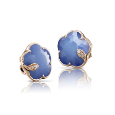 Pasquale Bruni Petit Joli Stud Earrings in 18k Rose Gold with Blue Moon, White and Champagne Diamonds 1
