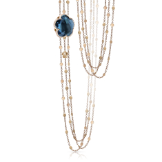 Pasquale Bruni Bon Ton Multi Chain Sautoir in 18k Rose Gold with London Blue Topaz and Diamonds 1