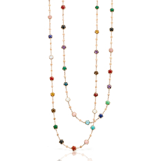 Pasquale Bruni Figlia Dei Fiori Sautoir in 18k Rose Gold with Mixed Gemstones and Diamonds 1