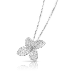 Pasquale Bruni Petit Garden Necklace in 18k White Gold with Diamonds, Medium Flower 1