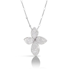 Pasquale Bruni Giardini Segreti Small Flower Necklace in 18k White Gold with Diamonds 1