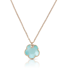 Pasquale Bruni Petit Joli Necklace in 18k Rose Gold with Sea Moon Gem, White and Champagne Diamonds 1