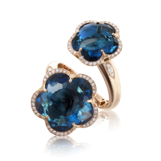Pasquale Bruni Bon Ton Contrarié Ring in 18k Rose Gold with London Blue Topaz and Diamonds - Size 7 1